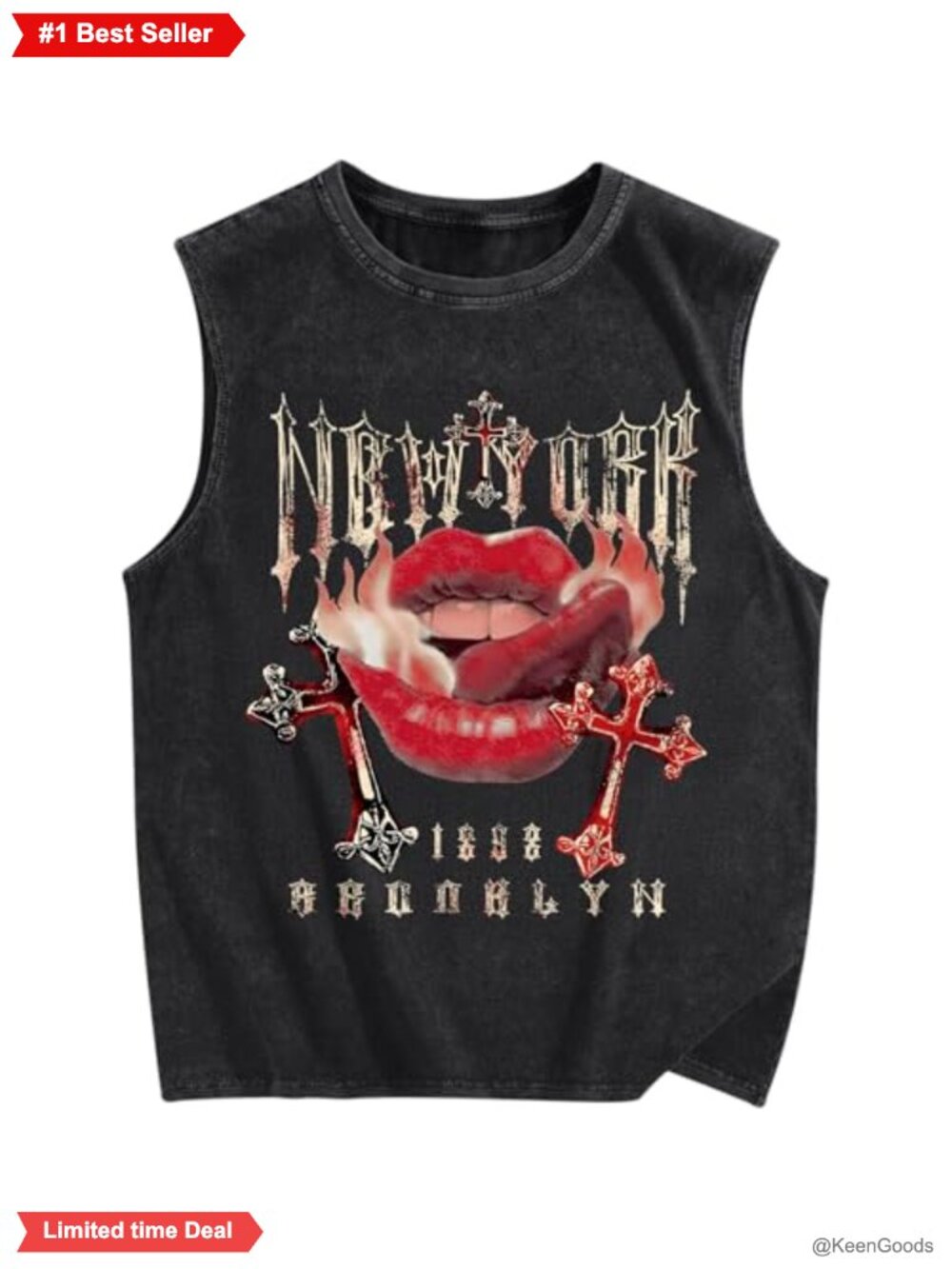 Mens Gothic Tank Top Graphic Print Sleeveless Muscle Shirt Hip Hop Vest